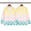 Casablanca Ombré Heart Monogram Silk-Style Shirt - Pink / Yellow