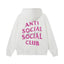 Anti Social Social Club Pink Lightning Circle Logo Hoodie - White
