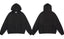 Fog Essentials Black Tonal Embossed Back Logo Zip‑Up Hoodie, Oversized Heavy‑Weight Street Jacket