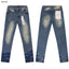 Vintage Distressed Cracked‑Hem Straight‑Leg Jeans