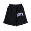 Corteiz “CRTZ” Black Shorts — Bold Purple Lettering on Classic Streetwear Silhouette