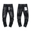 Ripped White Paint-Splatter Black Slim Denim Jeans Streetwear Pants