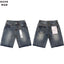 Radial Rhinestone Light‑Wash Denim Shorts