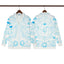 Casablanca Monogram Tile Silk-Style Shirt - Light Blue / White