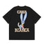 Casablanca Folkloric Blue Rabbit Back Graphic T-Shirt - Black
