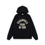 Fog Essentials Black Oversized Hoodie Contrast Cream‑Color Arch‑Logo Pullover Top