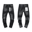 Ripped Paint-Splatter Black Slim Denim Jeans Streetwear Pants