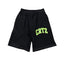 Corteiz “CRTZ” Black Shorts — Neon Graphic Print on Relaxed Streetwear Fit
