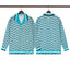 Casablanca Zigzag Wave Knit Button-Down Shirt - Turquoise / Blue