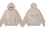 Fog Essentials Light Taupe Zip‑Up Hoodie, Metallic Silver Back Logo Oversized Street Jacket