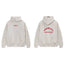 Fog Essentials Oatmeal Cream Fleece‑Lined Oversized Pullover Hoodie Arch Red Logo