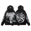 ROUGHPLAY Graphic Hoodie Oversized Heavyweight Gothic Skull Print Fleece Sweatshirt