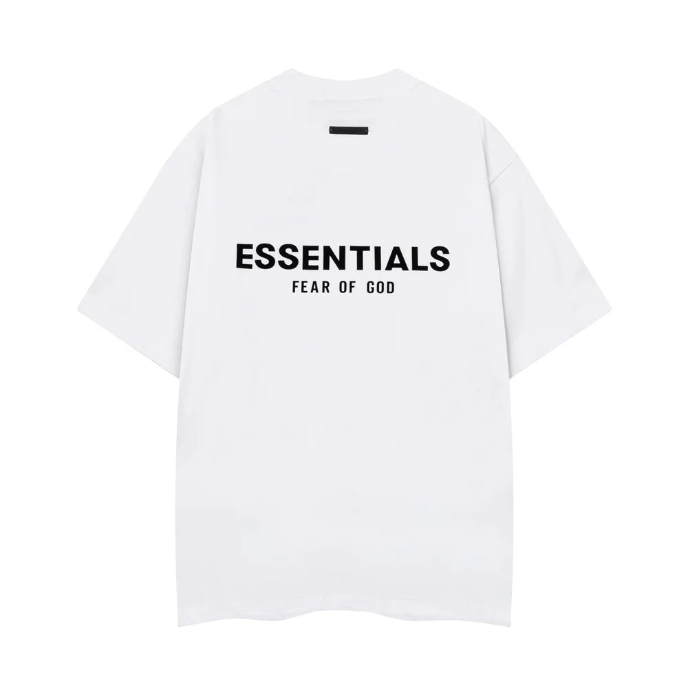 Fog Essentials White Oversized Chest Logo Print Short Sleeve Tee High‑Street Casual Top