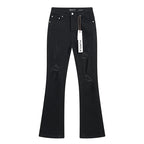 Purple Brand Black Ripped Distressed Flare‑Leg Denim Jeans