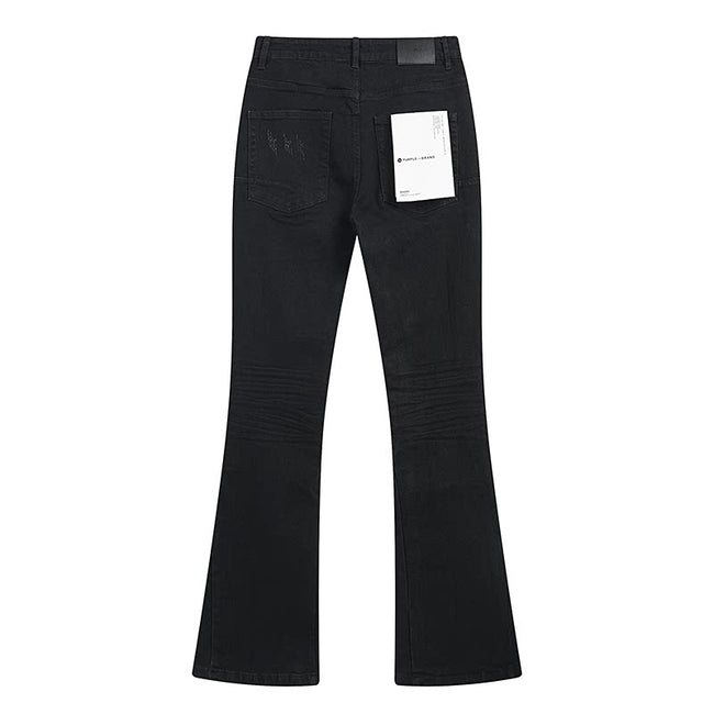 Purple Brand Black Ripped Distressed Flare‑Leg Denim Jeans Main Image