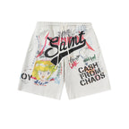 Saint Michael Graffiti Anime Graphic Collaged Sweat Shorts