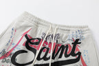 Saint Michael Graffiti Anime Graphic Collaged Sweat Shorts