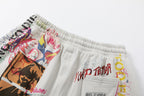Saint Michael Graffiti Anime Graphic Collaged Sweat Shorts