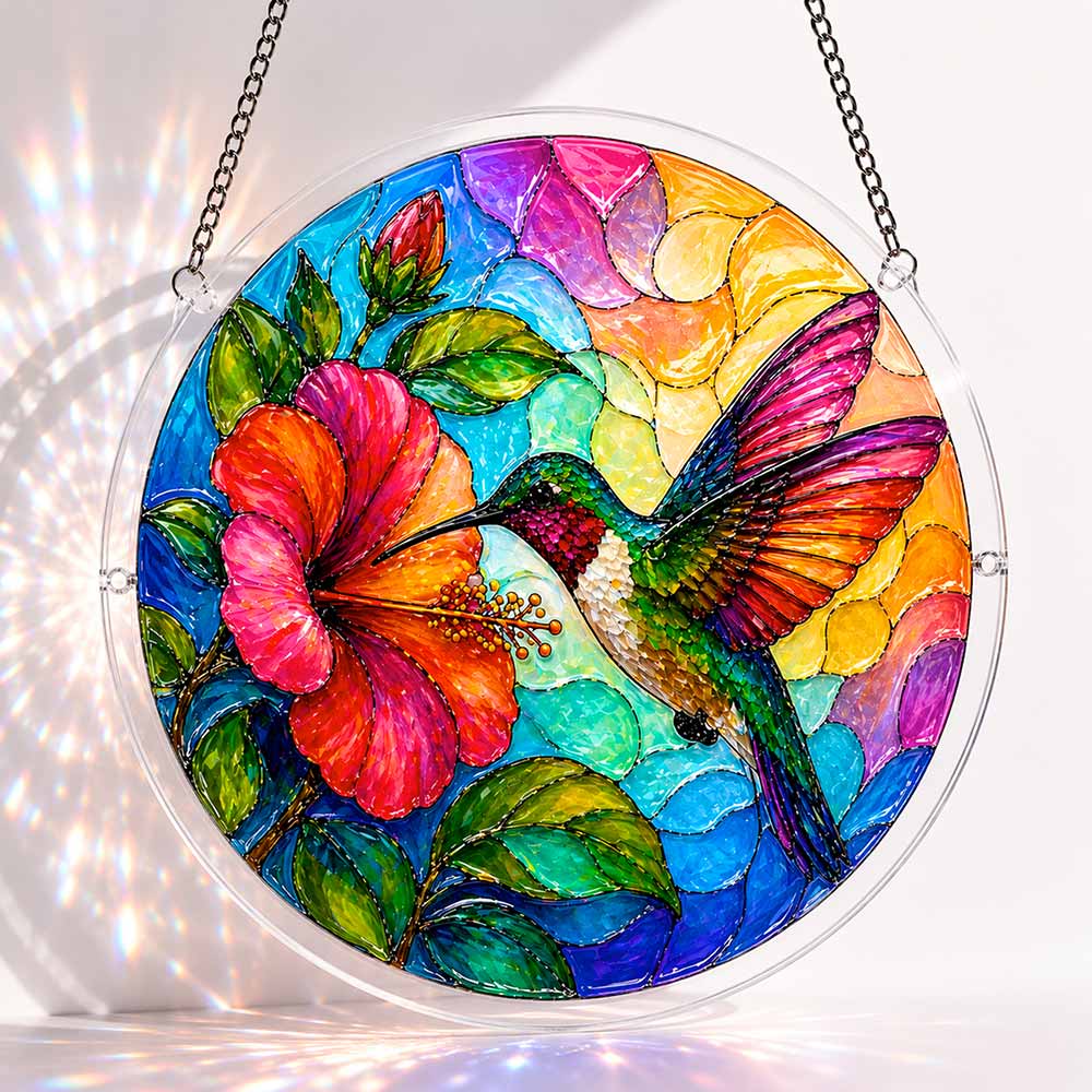 Acrylic Jigsaw Puzzle Suncatcher - Garden Hummingbird