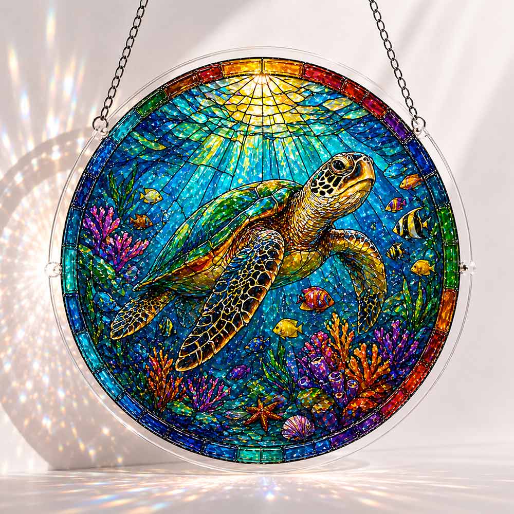 Acrylic Jigsaw Puzzle Suncatcher - Tropical Turtle