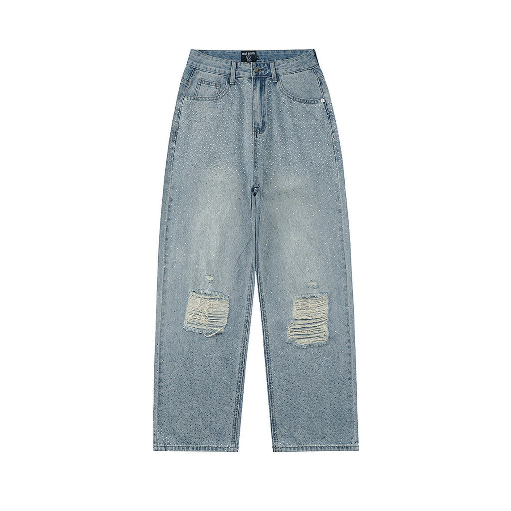 MIXED EMOTION Distressed Relaxed-Fit Denim Jeans
