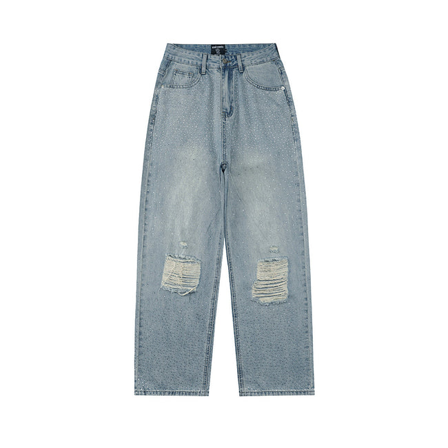 MIXED EMOTION Distressed Relaxed-Fit Denim Jeans Hover Image