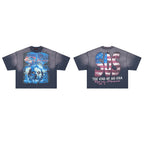 RARE PEACE Sunken Skull Statue‑of‑Liberty Cropped Oversized T‑Shirt