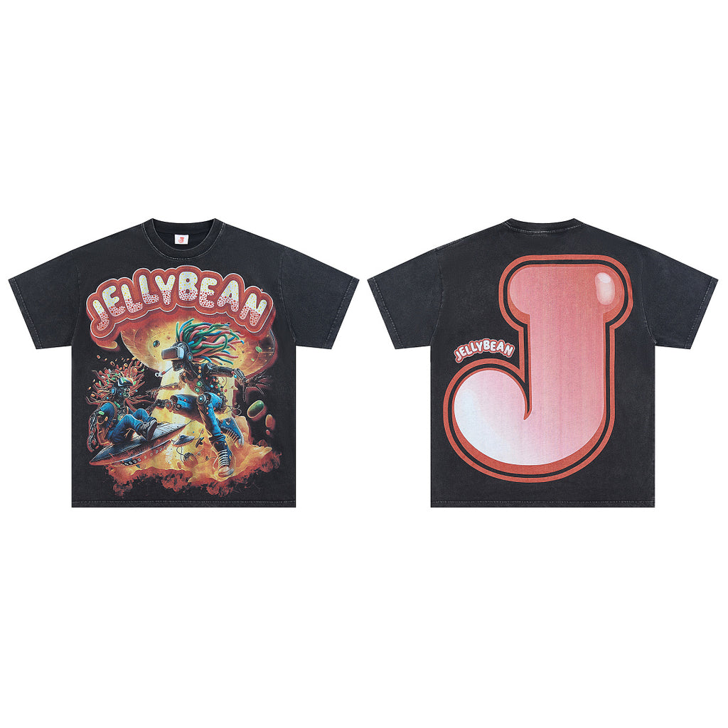 JELLYBEAN Alien Hover‑Board Space Graphic Oversized T‑Shirt