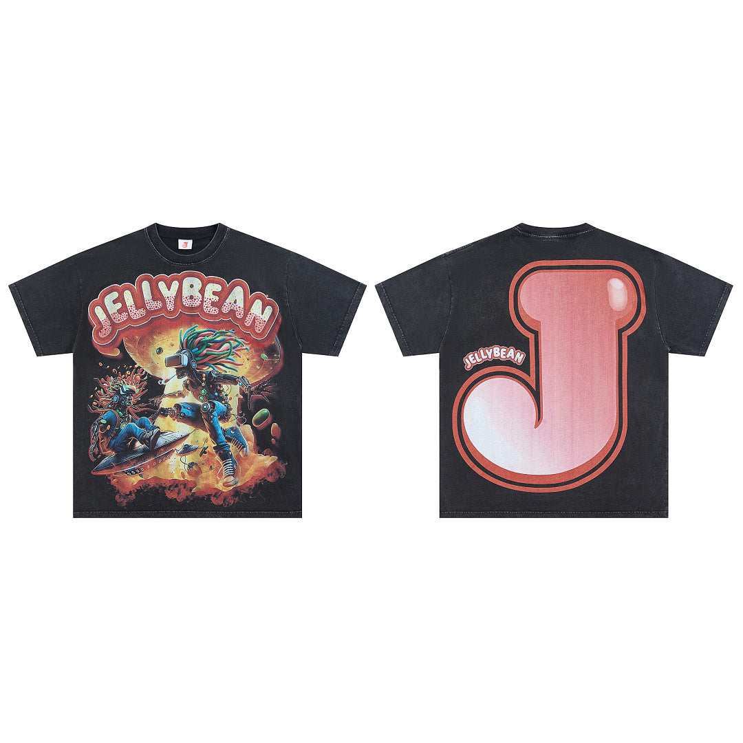 JELLYBEAN Alien Hover‑Board Space Graphic Oversized T‑Shirt