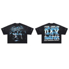 RARE PEACE Rhinestone‑Tear Jesus Portrait Cropped Oversized T‑Shirt