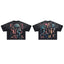 RARE PEACE No Longer Human Rhinestone Graphic Cropped Oversized T‑Shirt