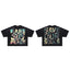 RARE PEACE SOS Monster‑Graphic Rhinestone Cropped Oversized T‑Shirt