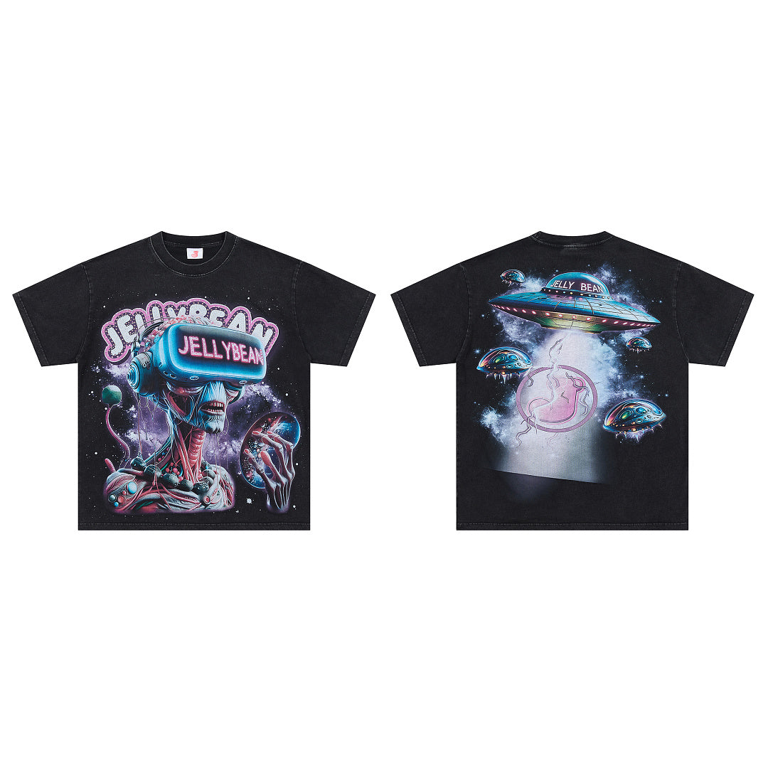 JELLYBEAN Alien VR Galaxy Graphic Oversized T‑Shirt