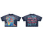 RARE PEACE Neon‑Color Jesus Rhinestone Cropped Oversized T‑Shirt