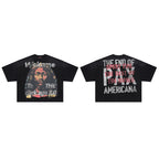 RARE PEACE Welcome To The Dark Age 2.0 Rhinestone Cropped Oversized T‑Shirt