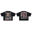 RARE PEACE Welcome To The Dark Age 2.0 Rhinestone Cropped Oversized T‑Shirt
