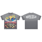ROUGHPLAY Heavyweight Washed Graphic Tee - Chessboard & Sun Vintage Distressed T-Shirt
