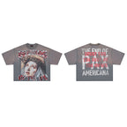 RARE PEACE The Beginning Of The End Rhinestone Cropped Oversized T‑Shirt