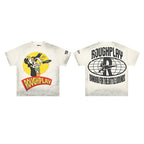 ROUGHPLAY Heavyweight Distressed Graphic Tee - Yellow Moon Cartoon Skeleton