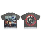 ROUGHPLAY Heavyweight Layered Graphic Tee - Apocalyptic Blimp & Mohawk Skull