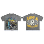 ROUGHPLAY Heavyweight Layered Graphic Tee - Electric Guitarist & Yellow Globe