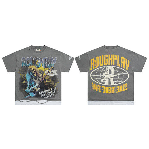 ROUGHPLAY Heavyweight Layered Graphic Tee - Electric Guitarist & Yellow Globe Hover Image