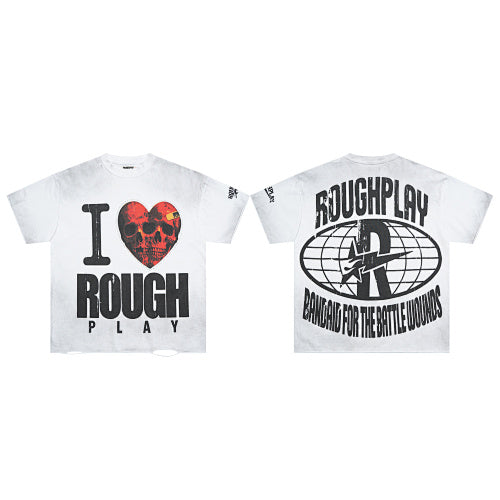 ROUGHPLAY Heavyweight Distressed Graphic Tee - I Heart ROUGHPLAY & Red Graphic Heart