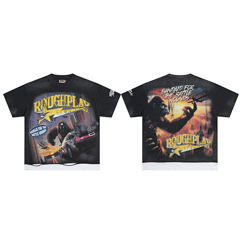 ROUGHPLAY Heavyweight Layered Graphic Tee - Giant Gorilla & Sunset Cityscape