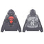 ROUGHPLAY Heavyweight Rhinestone Graphic Hoodie - Crimson Statue Bust & Tonal Globe