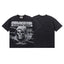 MAJESTIK Grim Reaper Skeleton Graphic T-Shirt Unisex Acid Wash Black Y2K Cyber Gothic Heavyweight Oversized Streetwear Short Sleeve Top