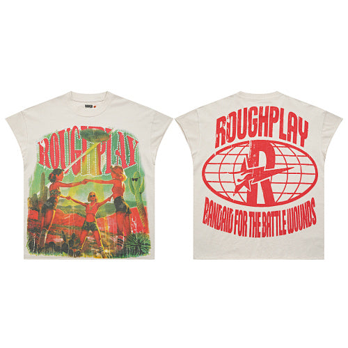 ROUGHPLAY Heavyweight Distressed Graphic Tee - Desert Cheerleaders & Red Sun