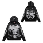 ROUGHPLAY Graphic Hoodie Oversized Heavyweight Gothic Skull Print Fleece Sweatshirt