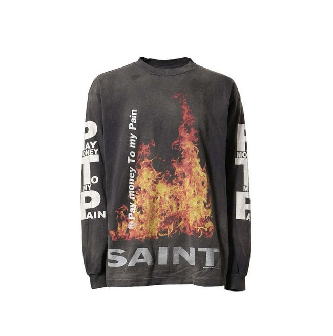 Saint Michael Fire Graphic & Sleeve Print Sweatshirt Hover Image