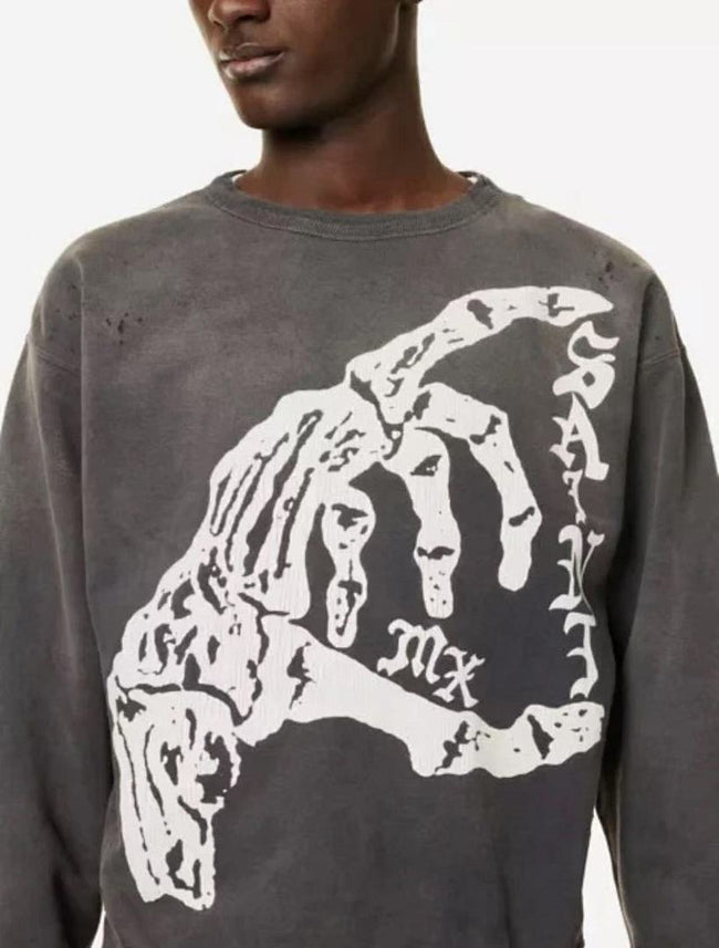 Saint Michael ST1013 Skeleton Hand Graphic Sweatshirt Main Image